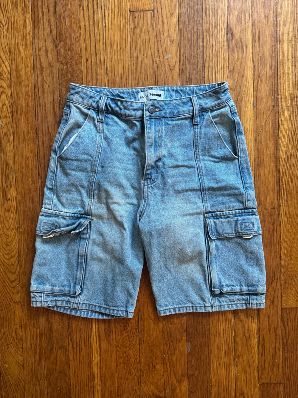 Fashion Nova Light Blue Denim Cargo Shorts